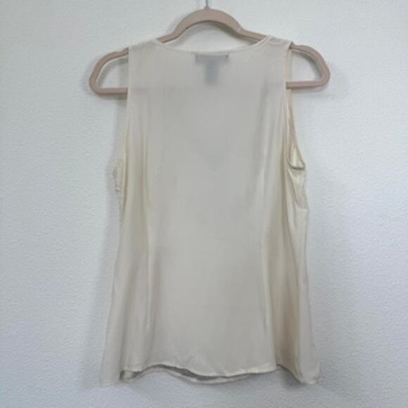 Pink Tartan 100% Silk Sleeveless Top Cream Embroidered Appliqué V Neck Size 6 - Picture 6 of 6